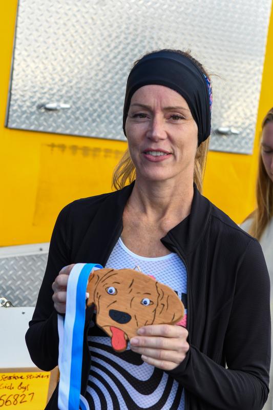 Tanya Karaman with her Darby Dog award.